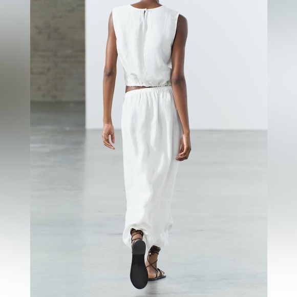 New ZARA 100% Linen Midi Skirt ZW Collection - Picture 2 of 7